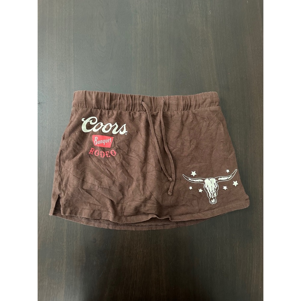 Coors Banquet Rodeo Skort Brown Cotton Stretch Mini Skirt Shorts Hybrid XS